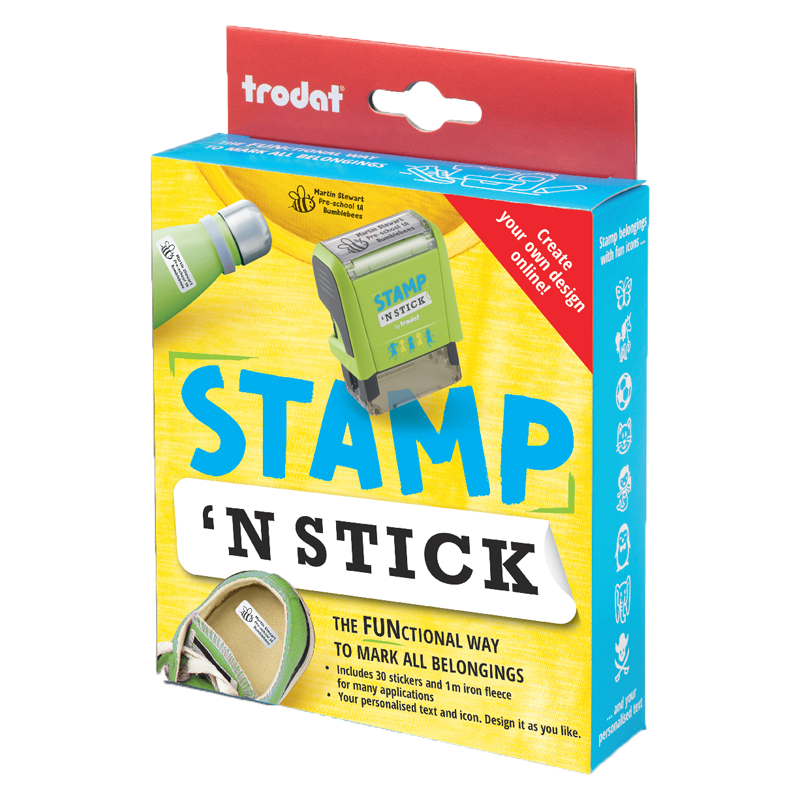 Personalize this 9/16" x 1-1/2" clothing stamp kit with DIY letters/numbers/icons. Perfect for kid's essentials, shared spaces & versatile surfaces! Ships fast!
