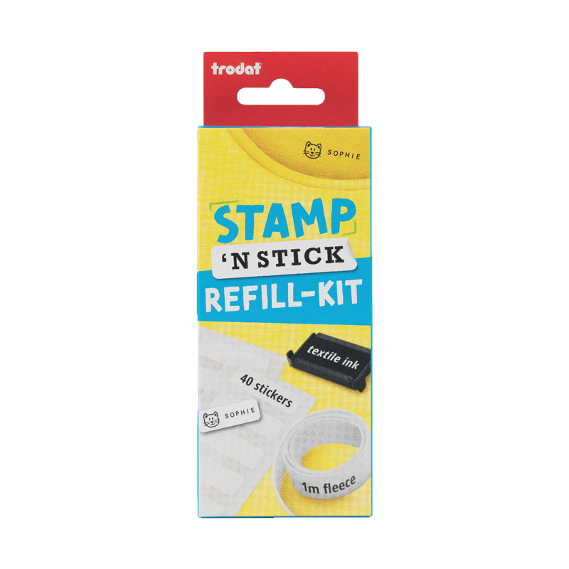 Refill kit for Trodat Stamp 'N stick stamps. Kit includes: black ink pad, 40 labels & 1m fleece tape. Fast and free shipping on orders over $100!