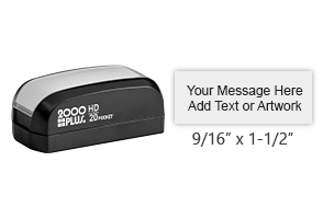 This 9/16" x 1-1/2" stamp is pocket sized and has 3 lines of text and comes in 11 ink colors! Long-lasting impressions and use. Orders over $45 ship free!