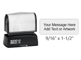 This 9/16" x 1-1/2" HD Series stamp has 3 lines of customizable text and comes in 11 ink colors! Long-lasting impressions and use. Orders over $45 ship free!