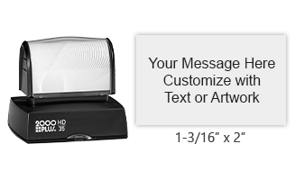 Add 6 lines of text to this 1-3/16" x 2" stamp in your choice of 11 stunning ink colors! Long-lasting impressions and use. Orders over $45 ship free!