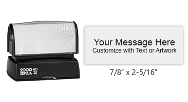 Type up to 5 lines of text onto this 7/8" x 2-5/16" stamp in your choice of 11 ink colors! Long-lasting impressions and use. Orders over $45 ship free!