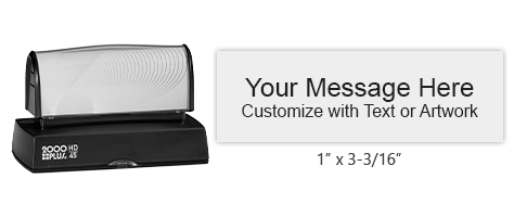 Apply 6 lines of text to this 1" x 3-3/16" stamp in your choice of 11 ink colors! Long-lasting impressions and use. Orders over $45 ship free!
