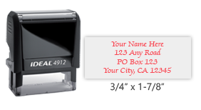 Ideal 4912 return address self-inking stamp in your choice of 11 ink colors. Easy ordering and great customer service. Free shipping on orders over $45.