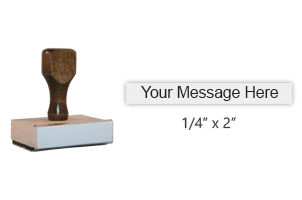 Customize this 1/4' x 2' wood rubber stamp with up to 1 lines of text ideal for small messages! Separate ink pad required. Free shipping on orders over $25!