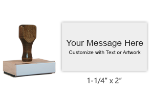 Customize this 1-1/4' x 2' wood rubber stamp with up to 7 lines of text or upload your artwork for free! Separate ink pad required. Free shipping on orders over $25!