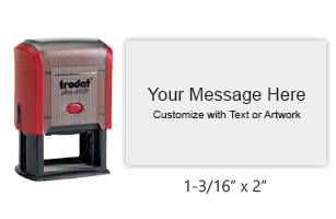 Customize this 1-3/16" x 2" stamp free with up to 7 lines of text or artwork;  your choice of 11 vibrant ink colors. Orders ship within 1-2 business days!