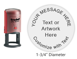 Customize this round 1-3/4" stamp with up to 5 lines of text, logo/artwork in a choice of 11 vibrant ink colors. Fast & free shipping on orders over $45!