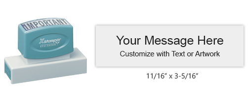 Customize this high quality 11/16" x 3-5/16" stamp with 4 lines of text or artwork in your choice of 11 exciting ink colors. Ships in 4-5 business days.