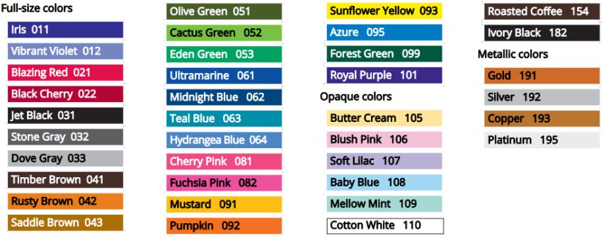 Stazon Ink Color Chart