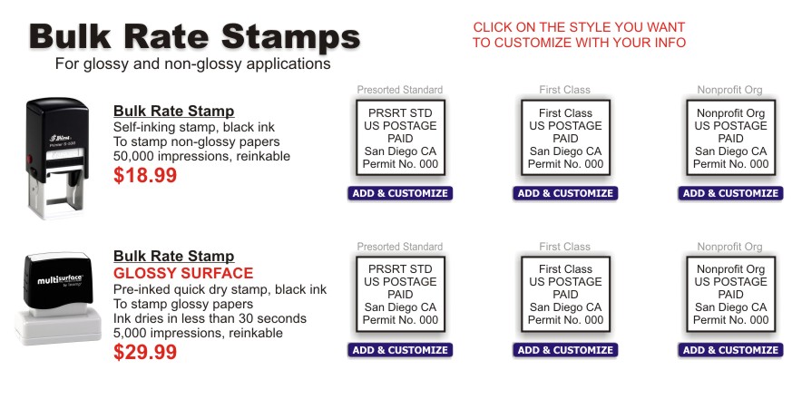 Rubber Stamps For Bulk Rate Mail