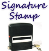 Signature rubber stamps with locking case at Knockout Prices with free shipping from rubberStampchamp.com.
