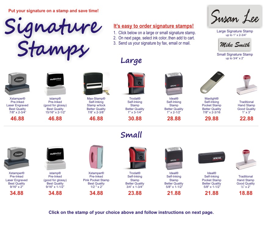 Stamp signatures and avoid writers cramp with a custom signature stamp from RubberStampchamp.com!