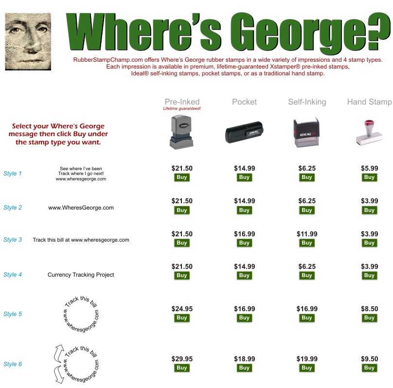 Everyone knows where George is, RubberStampchamp.com of course!