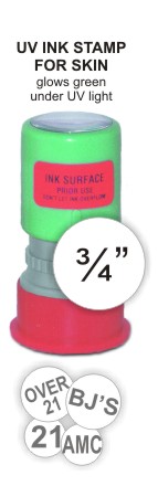 UV Ink Stamps For Skin Come With A Free bottle Of UV Ink At rubberStampchamp.com.